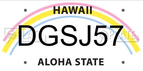 DGSJ57 Hawaii License Plate