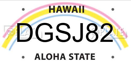 DGSJ82 Hawaii License Plate