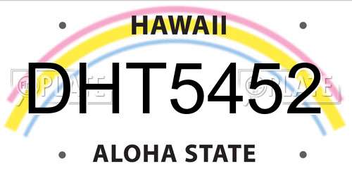 DHT5452 Hawaii License Plate