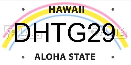 DHTG29 Hawaii License Plate