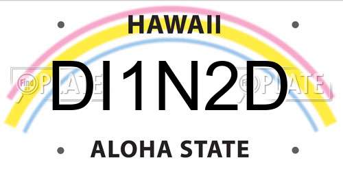 DI1N2D Hawaii License Plate