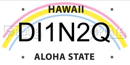 DI1N2Q Hawaii License Plate