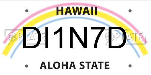 DI1N7D Hawaii License Plate