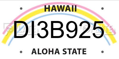 DI3B925 Hawaii License Plate