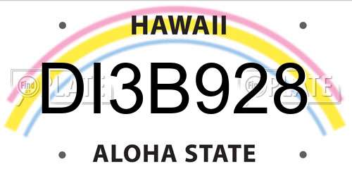 DI3B928 Hawaii License Plate
