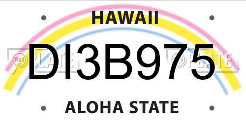 DI3B975 Hawaii License Plate
