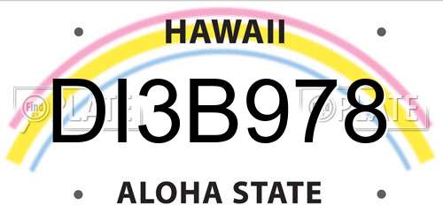 DI3B978 Hawaii License Plate