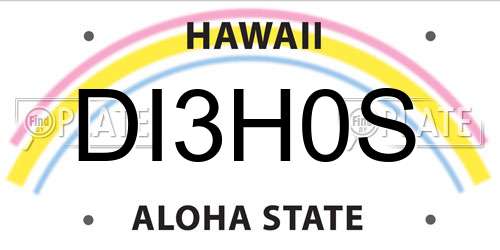 DI3H0S Hawaii License Plate