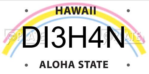 DI3H4N Hawaii License Plate