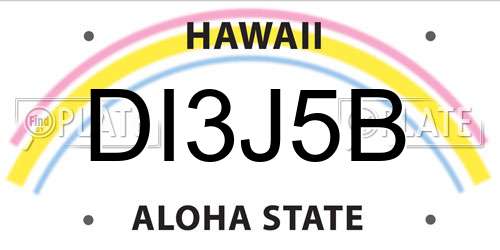 DI3J5B Hawaii License Plate