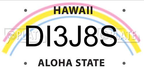 DI3J8S Hawaii License Plate