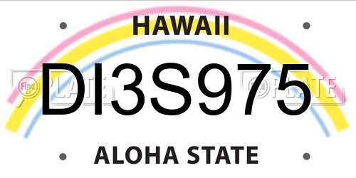 DI3S975 Hawaii License Plate