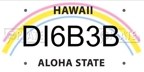 DI6B3B Hawaii License Plate