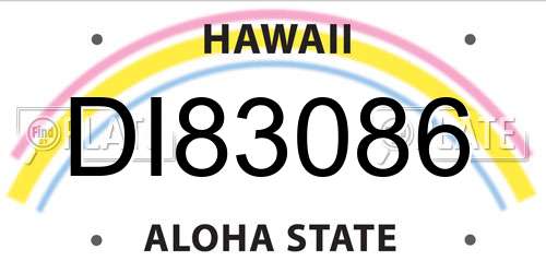 DI83086 Hawaii License Plate