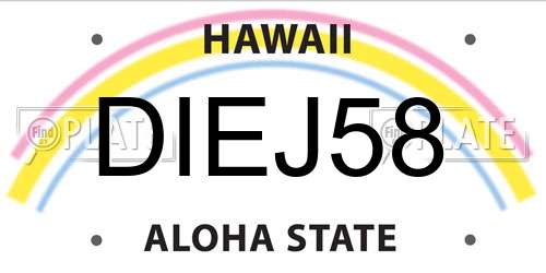 DIEJ58 Hawaii License Plate
