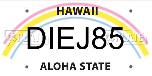 DIEJ85 Hawaii License Plate