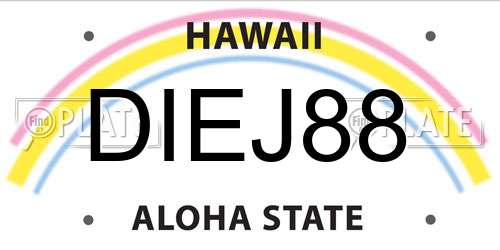 DIEJ88 Hawaii License Plate