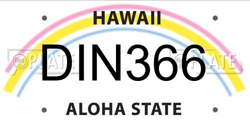 DIN366 Hawaii License Plate