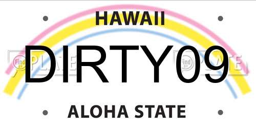 DIRTY09 Hawaii License Plate