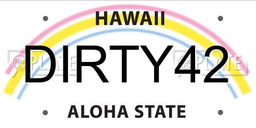 DIRTY42 Hawaii License Plate