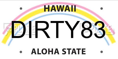 DIRTY83 Hawaii License Plate