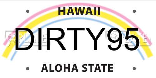DIRTY95 Hawaii License Plate