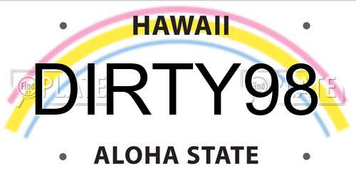 DIRTY98 Hawaii License Plate
