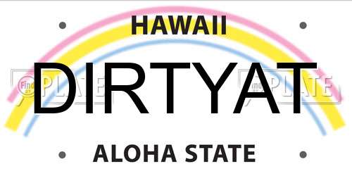 DIRTYAT Hawaii License Plate