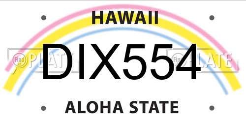 DIX554 Hawaii License Plate