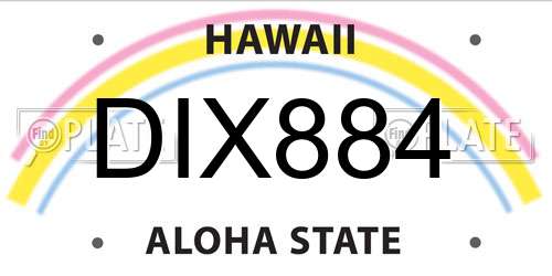 DIX884 Hawaii License Plate