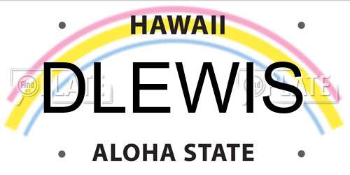 DLEWIS Hawaii License Plate