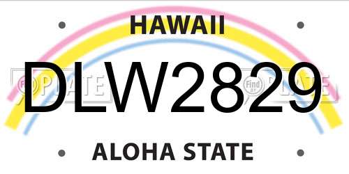 DLW2829 Hawaii License Plate