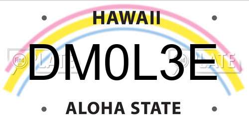 DM0L3E Hawaii License Plate