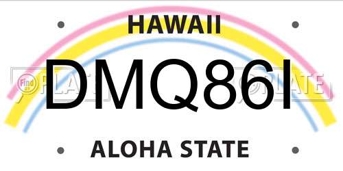 DMQ86I Hawaii License Plate
