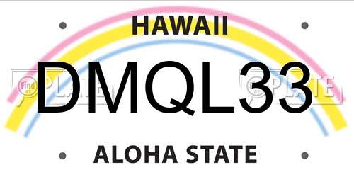 DMQL33 Hawaii License Plate
