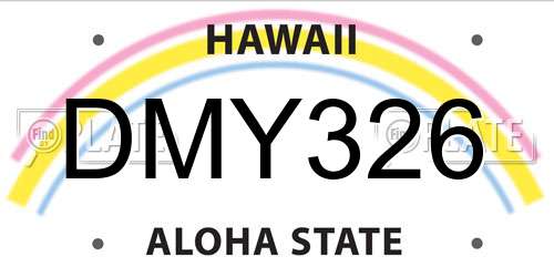 DMY326 Hawaii License Plate