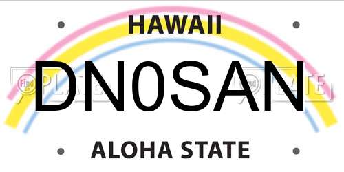 DN0SAN Hawaii License Plate