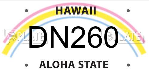 DN260 Hawaii License Plate