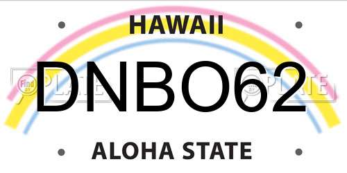 DNBO62 Hawaii License Plate