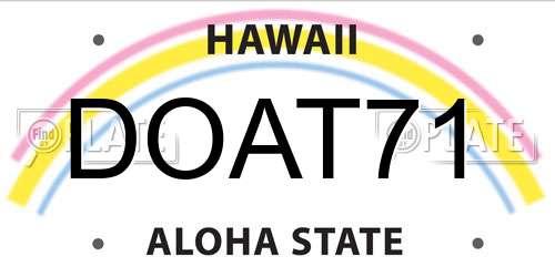 DOAT71 Hawaii License Plate