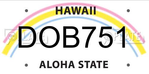 DOB751 Hawaii License Plate