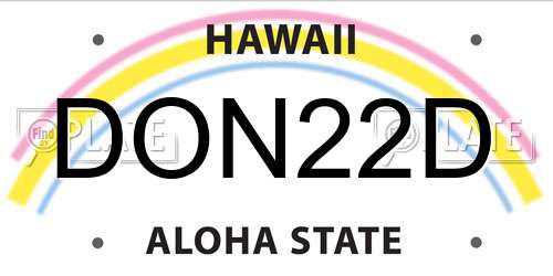 DON22D Hawaii License Plate