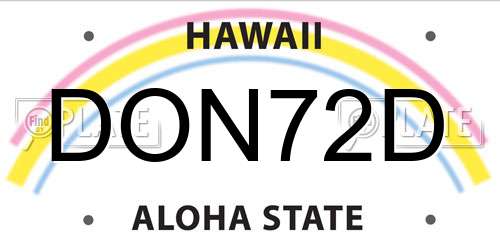 DON72D Hawaii License Plate