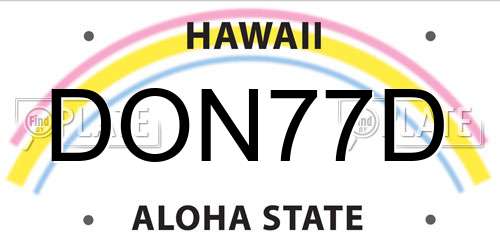 DON77D Hawaii License Plate
