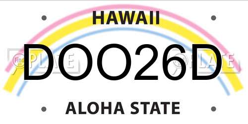 DOO26D Hawaii License Plate