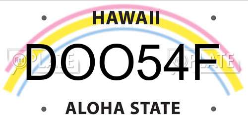 DOO54F Hawaii License Plate