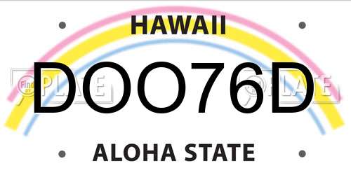 DOO76D Hawaii License Plate