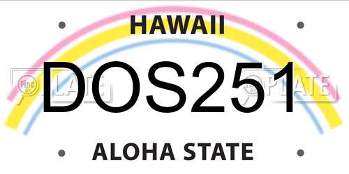 DOS251 Hawaii License Plate