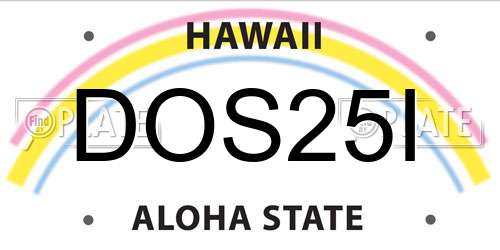 DOS25I Hawaii License Plate