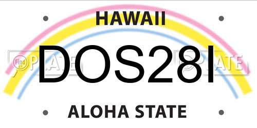 DOS28I Hawaii License Plate